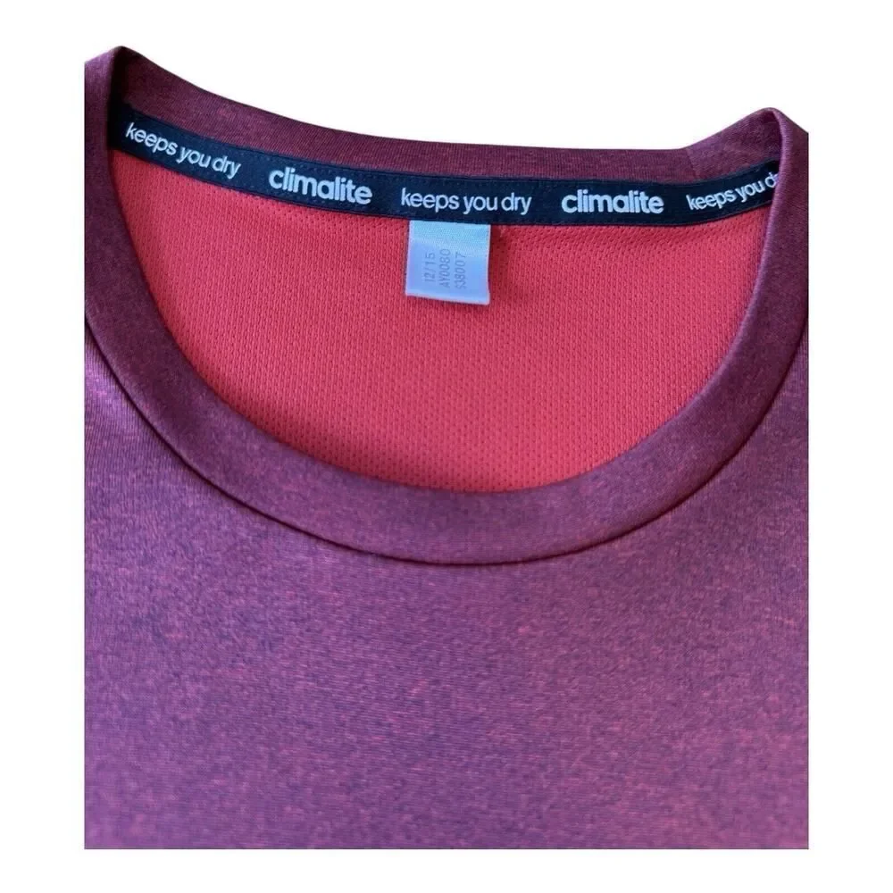 Adidas Shirt Mens Large Red Short Sleeve Climalite Outdoors Athletic Gym L